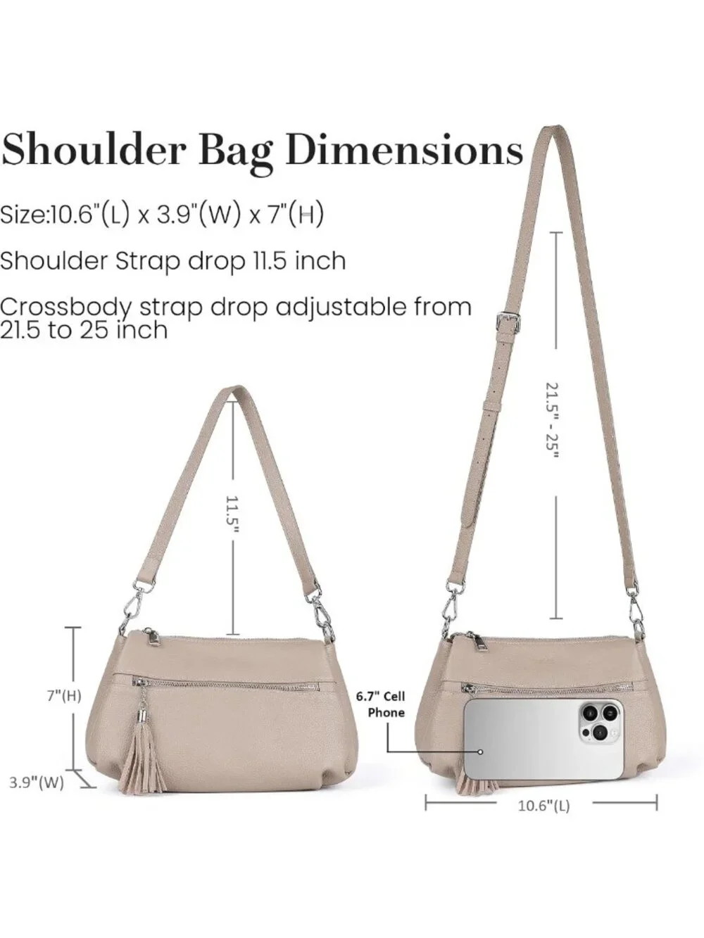 Genuine Leather Crossbody Hobo Bag for Women | Real Leather, Multi Pockets